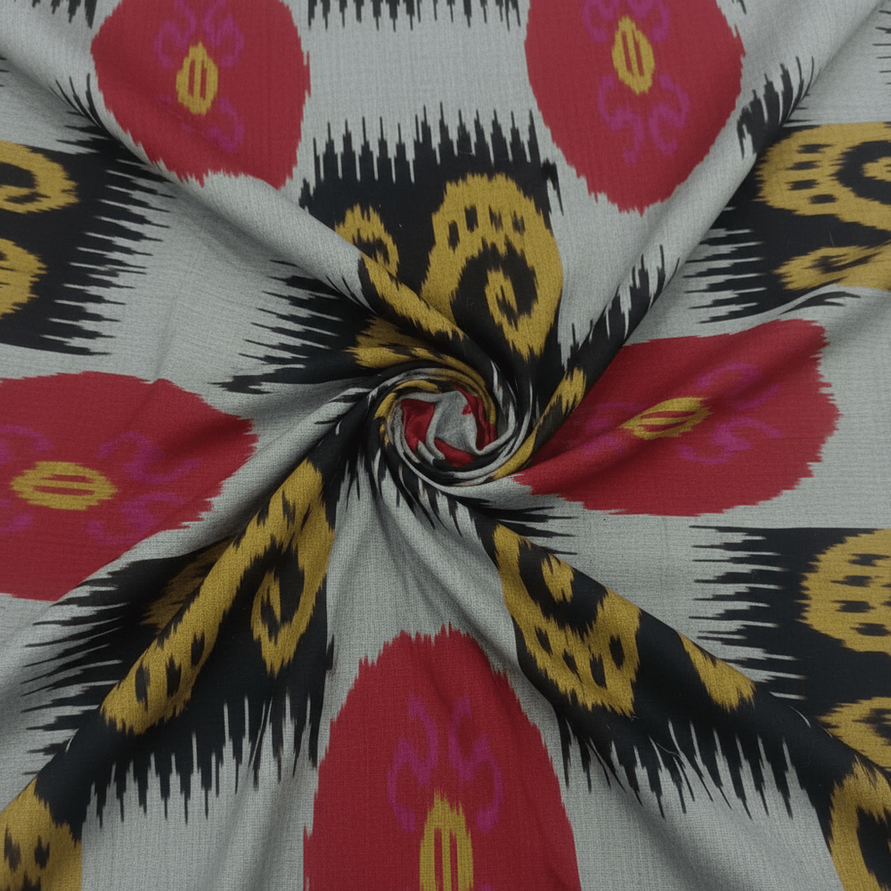 Multicolor Fine Quality Cotton Handloom Ikat for Dress Material | Width: 44"