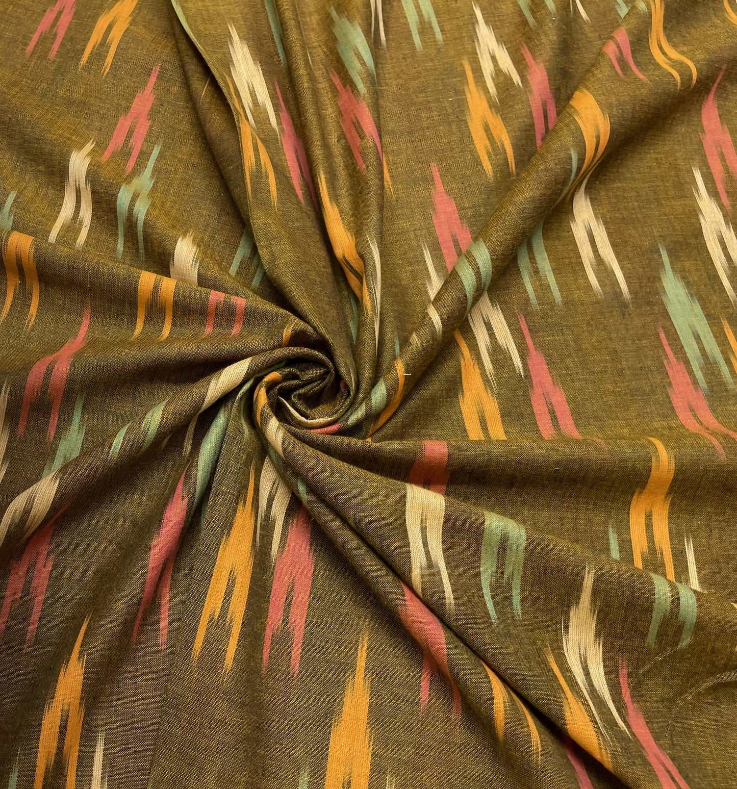 Green And Yellow Cotton Handloom Ikat (Sku: I-321)