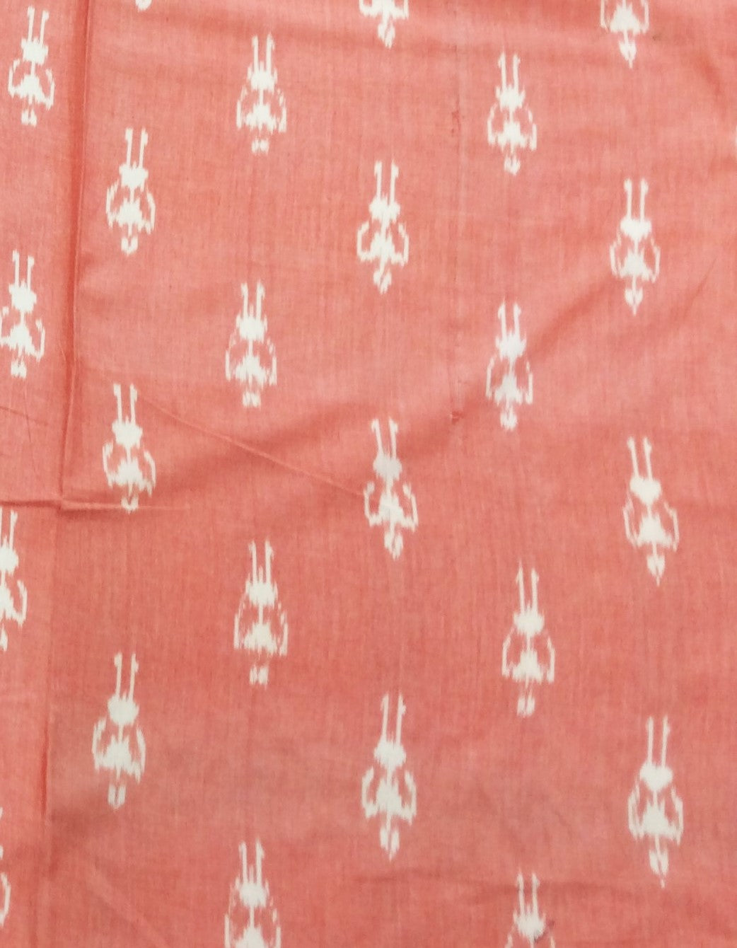 Peach color Fine Cotton Handloom Ikat (SKU: IK-97)