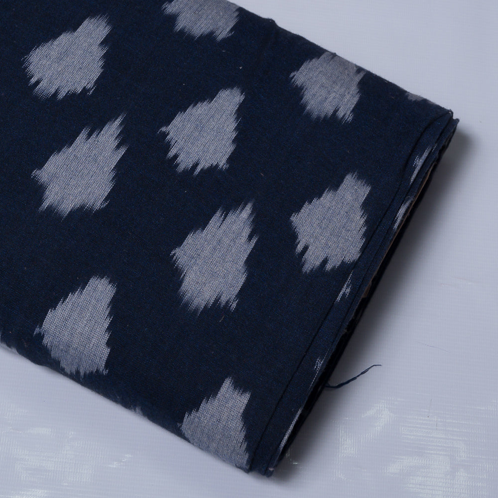 Navy Blue & White Fine Quality Cotton Handloom Ikat (Sku: IKK-376)