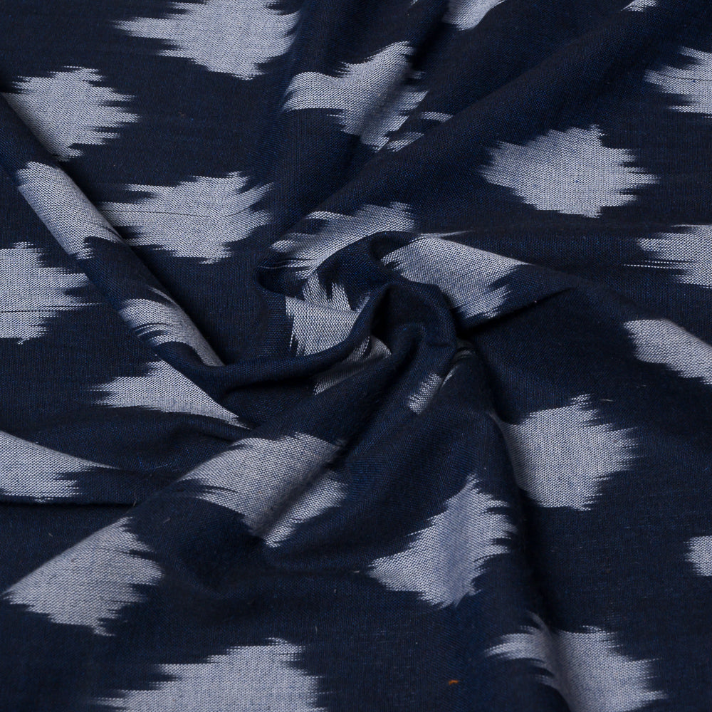 Navy Blue & White Fine Quality Cotton Handloom Ikat (Sku: IKK-376)