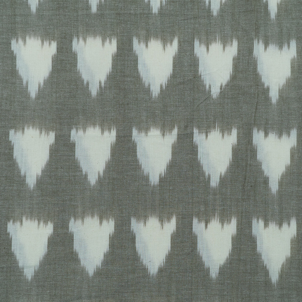 Greenish Grey, Off White Dot Cotton Handloom Ikat (SKU: IKK-438)