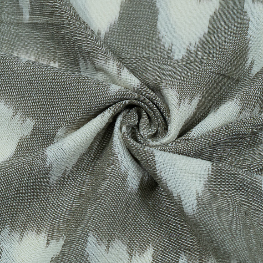 Greenish Grey, Off White Dot Cotton Handloom Ikat (SKU: IKK-438)