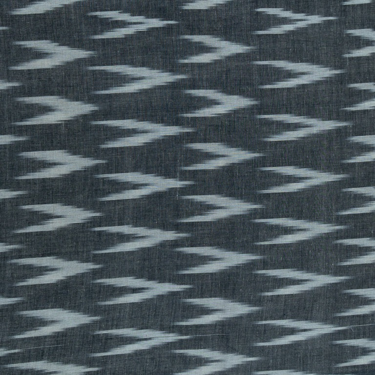 Grey & White Linen Cotton Blend Ikat (Sku: IKK-453)
