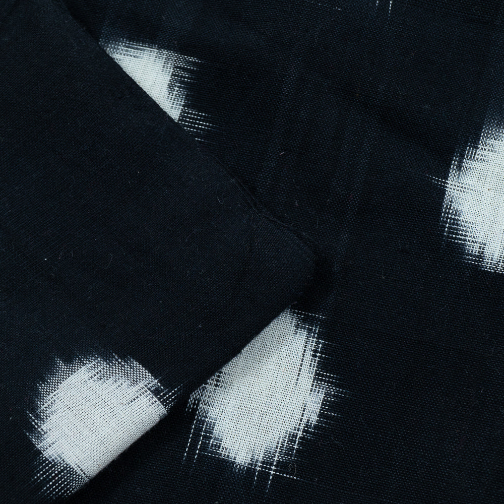 Black Base White Dot Cotton Double Ikat (SKU: IKK-470)