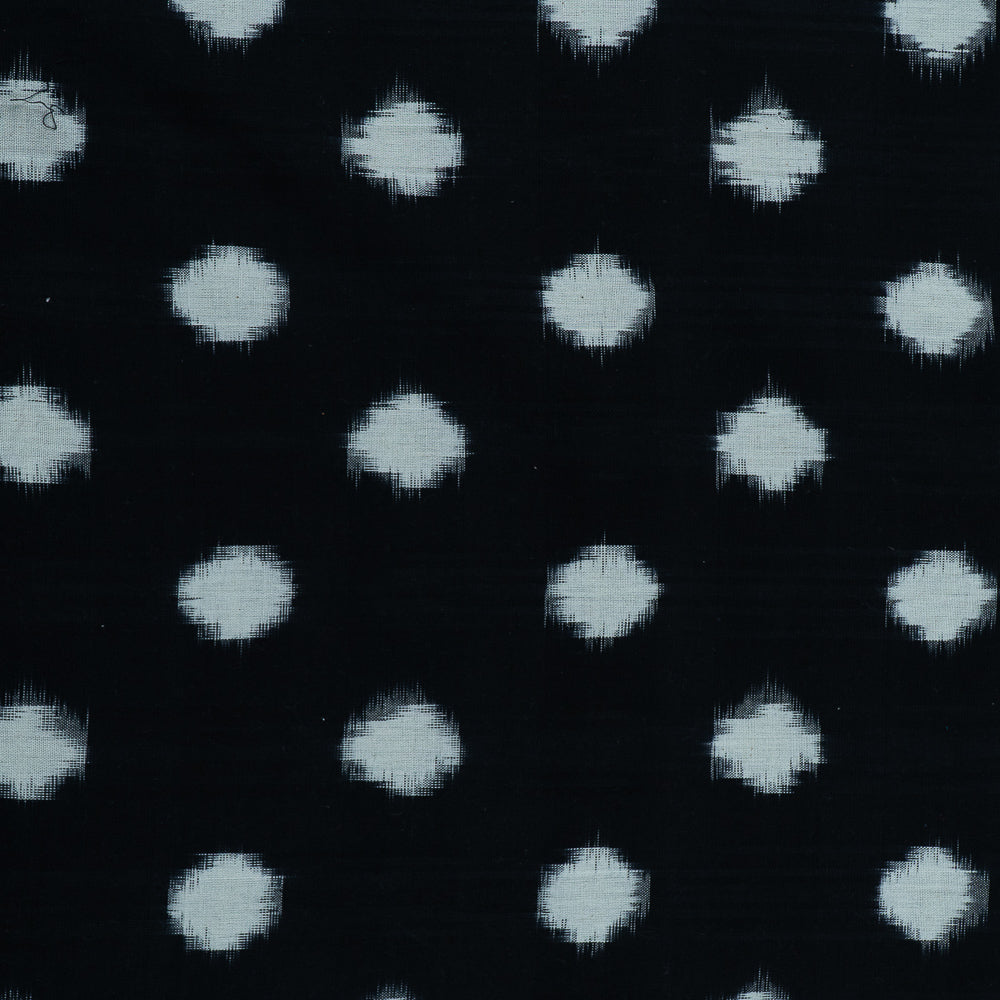 Black Base White Dot Cotton Double Ikat (SKU: IKK-470)