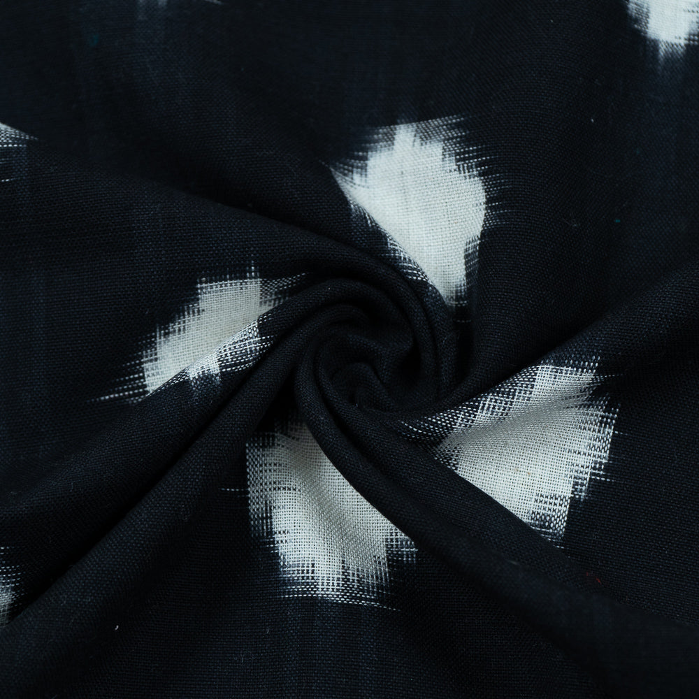 Black Base White Dot Cotton Double Ikat (SKU: IKK-470)