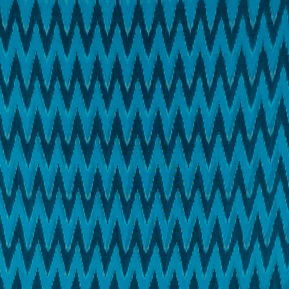 Turquoise Chevron Cotton Voile Mercerised Handloom Ikat (Sku: IKK-471)