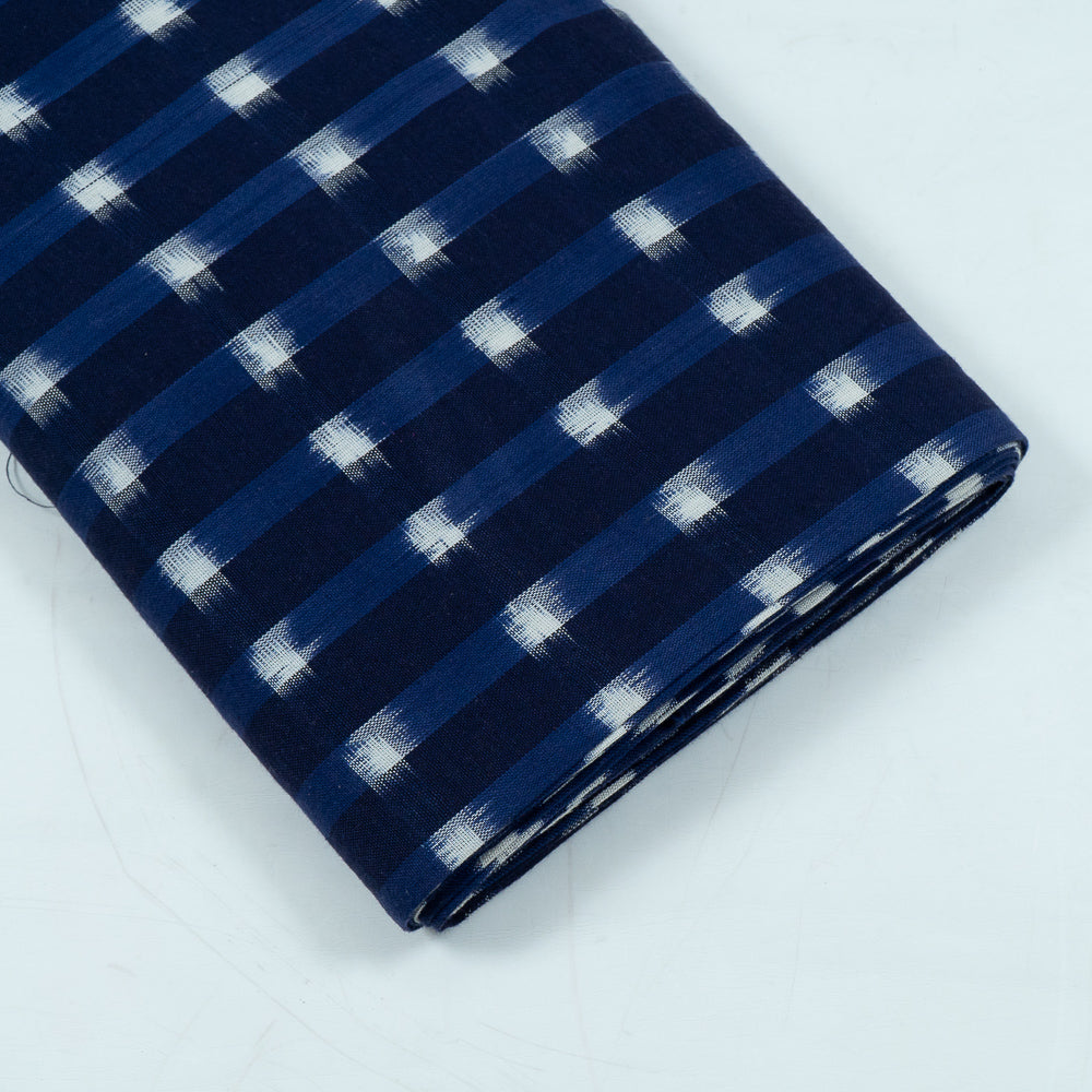 Blue, White Check Handloom Cotton Double Ikat (Sku: IKK-485)