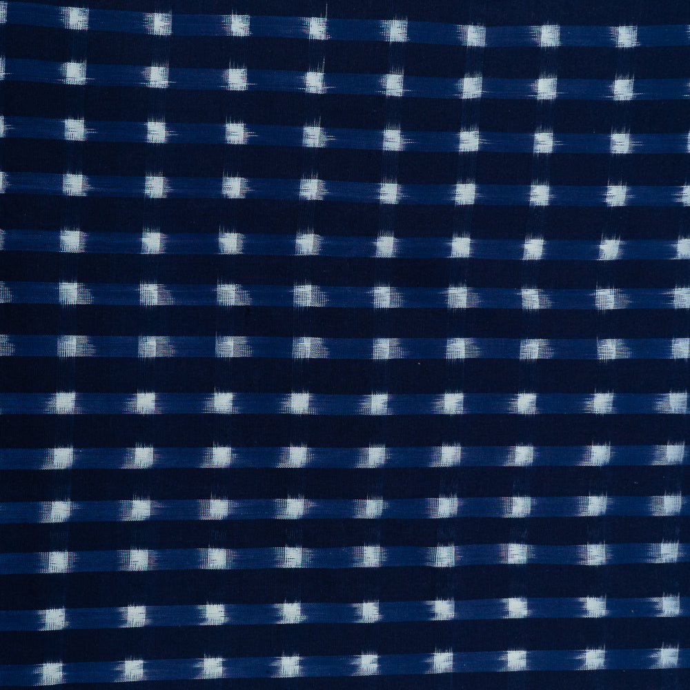 Blue, White Check Handloom Cotton Double Ikat (Sku: IKK-485)