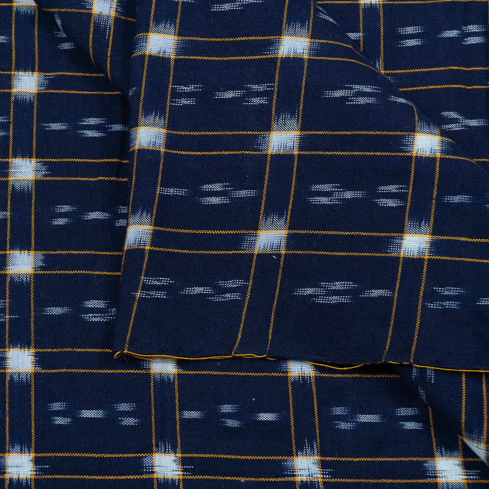 Blue Checks Cotton Double Ikat (SKU: IKK-489)