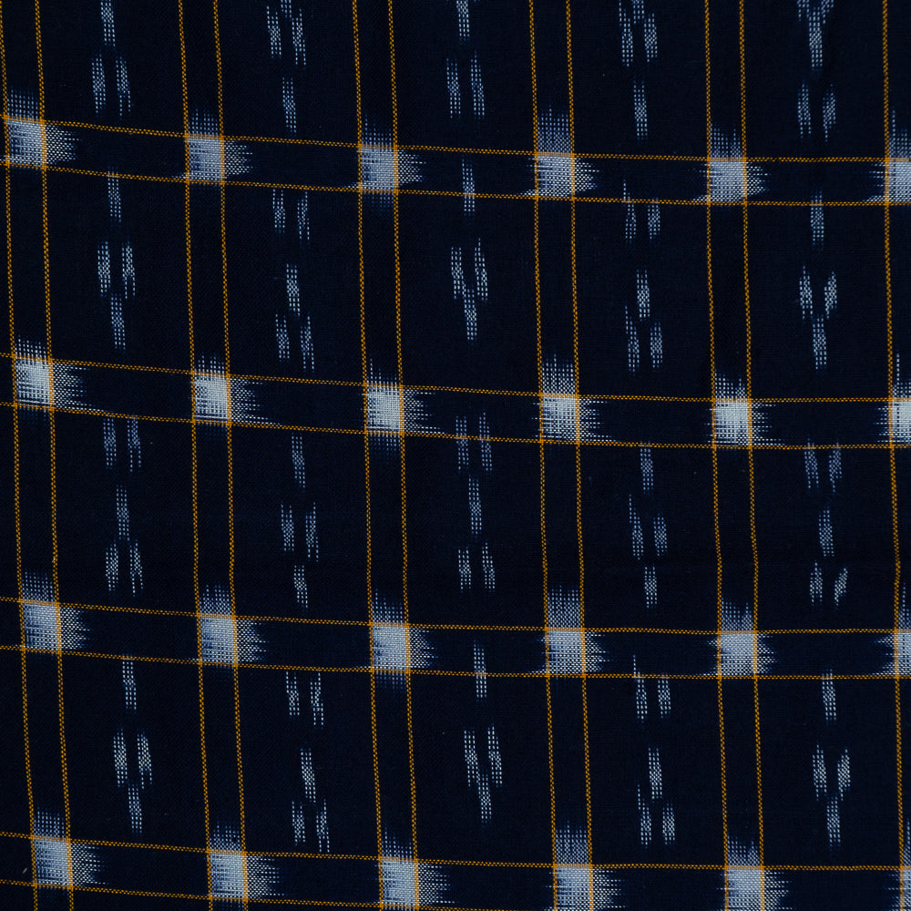 Blue Checks Cotton Double Ikat (SKU: IKK-489)