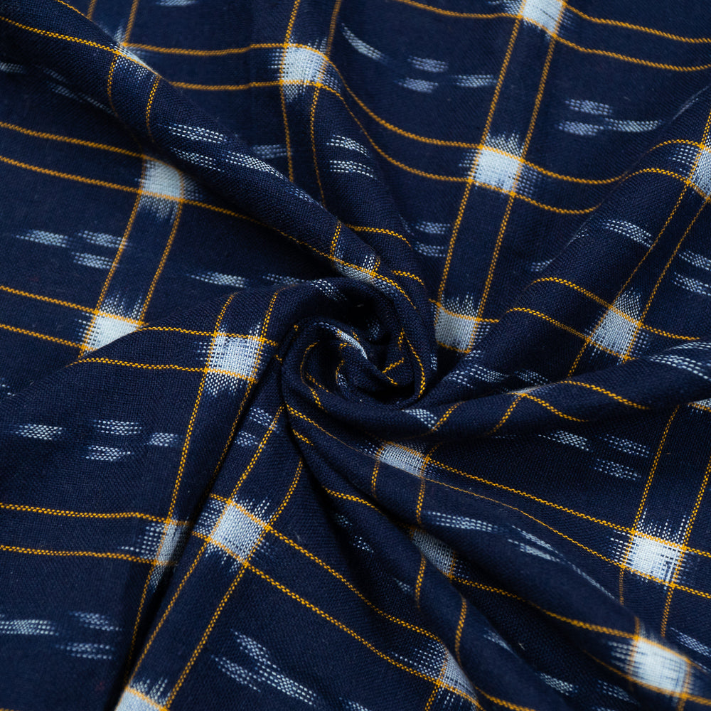 Blue Checks Cotton Double Ikat (SKU: IKK-489)