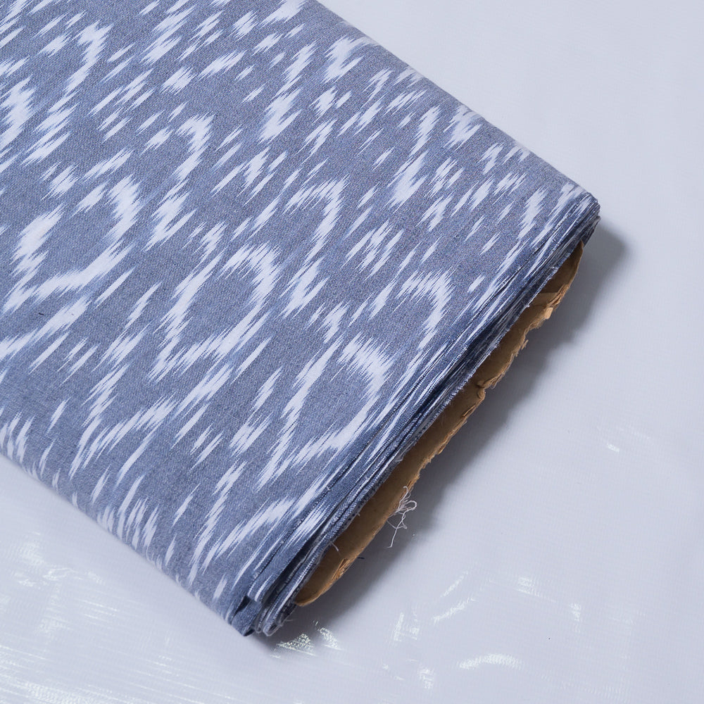 Powder Blue & White Fine Quality Cotton Handloom Ikat (Sku: IKK-493)