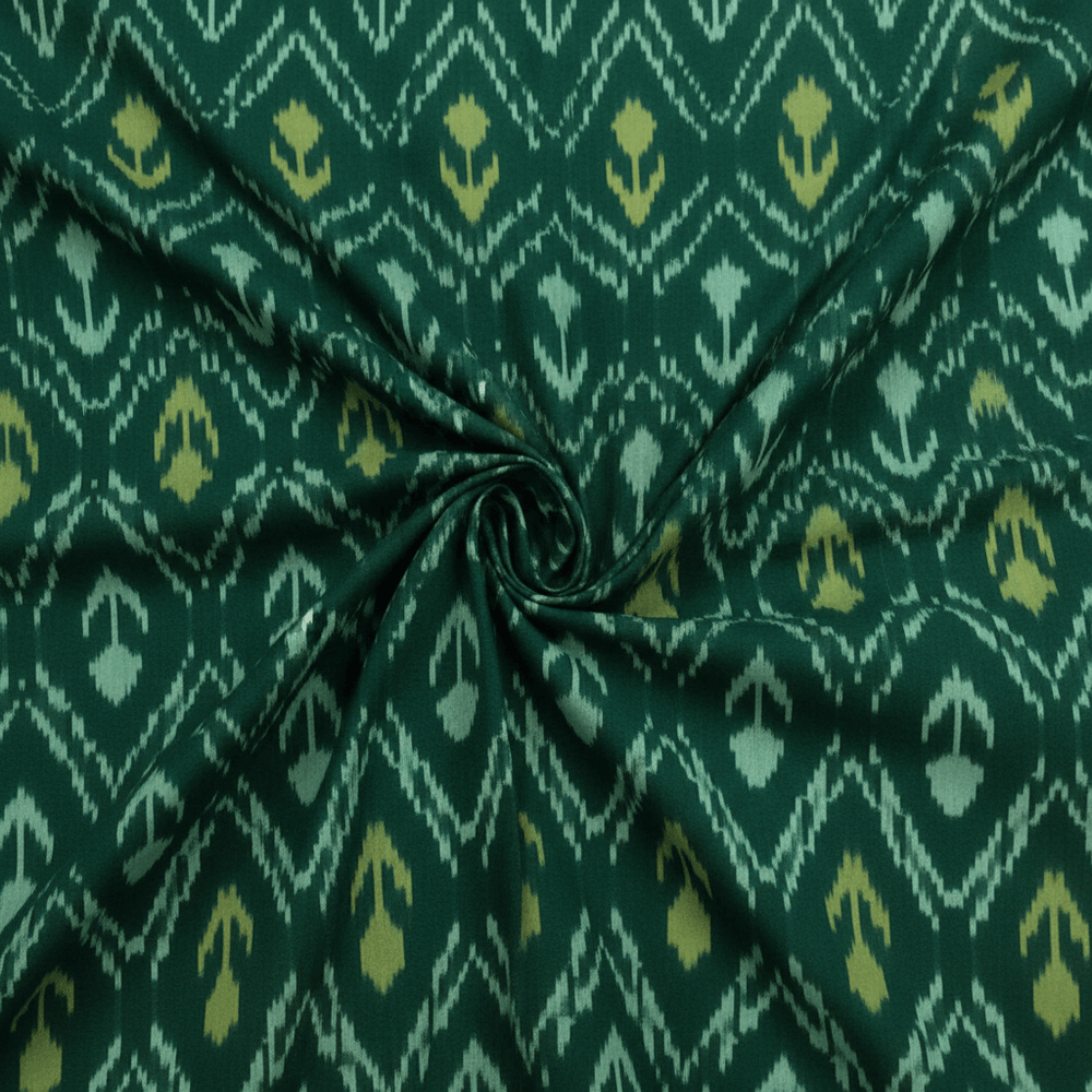 Green Color Fine Quality Cotton Handloom Ikat | SKU: IKK-498