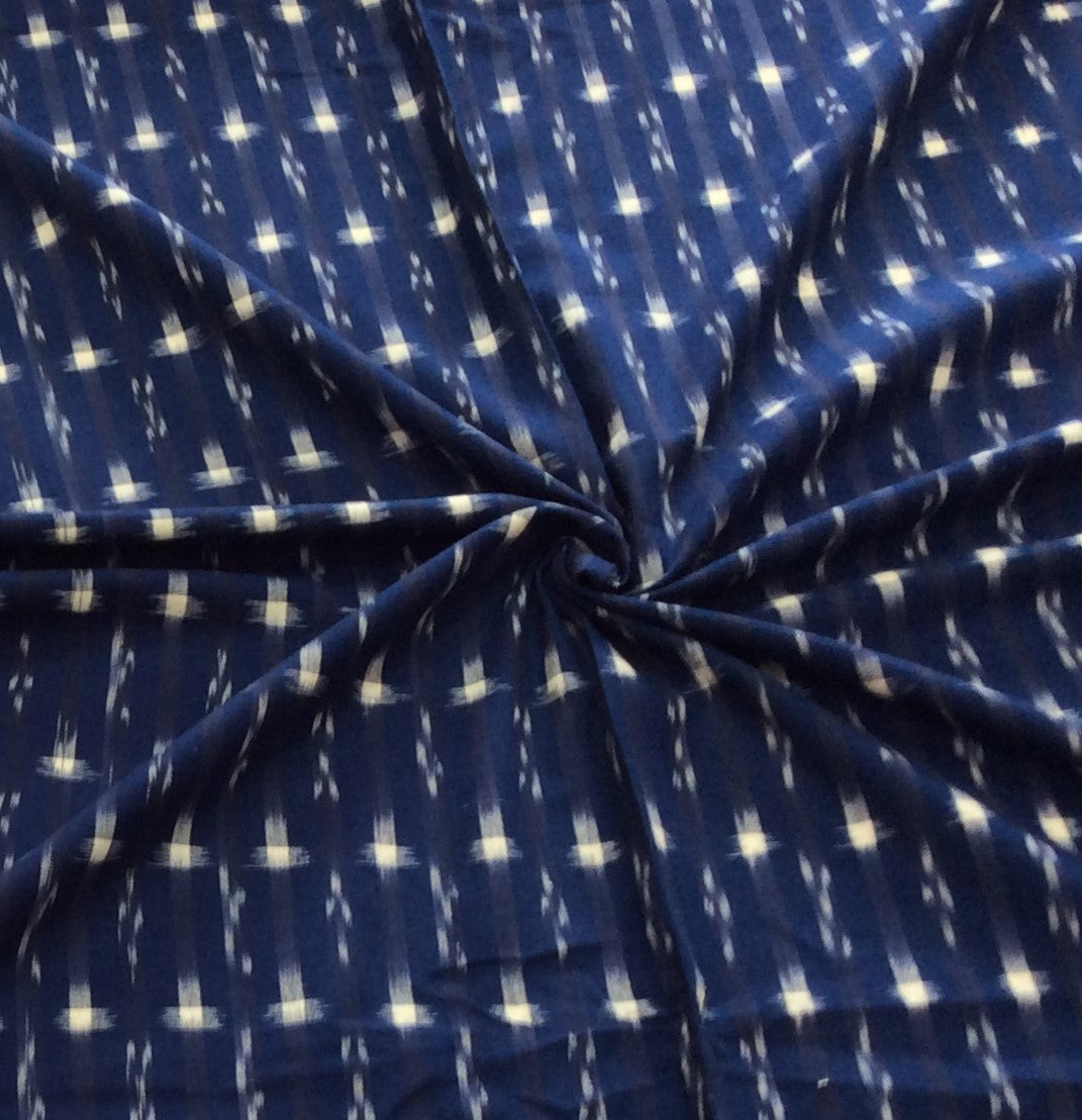 Blue Check Cotton Handloom Double Ikat (SKU: IKK-524)