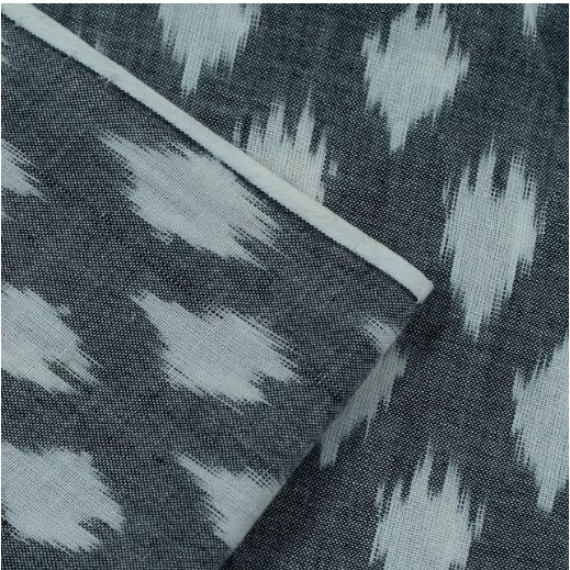 Grey & White Fine Quality Cotton Handloom Woven Ikat (Sku: IKK-556)