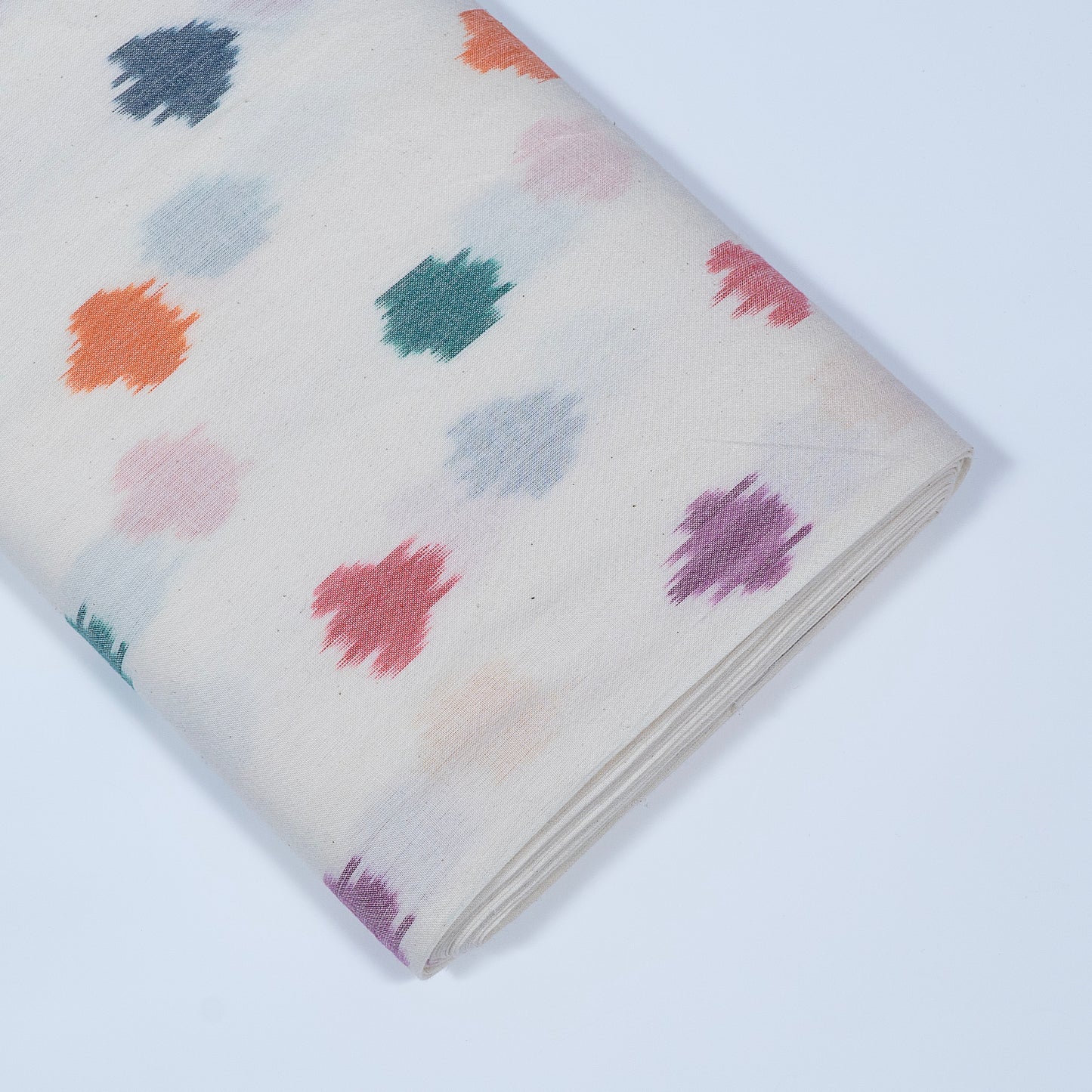 White & multi Color Cotton Ikat (SKU: IKK-577)