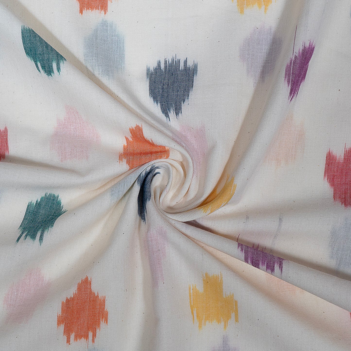 White & multi Color Cotton Ikat (SKU: IKK-577)