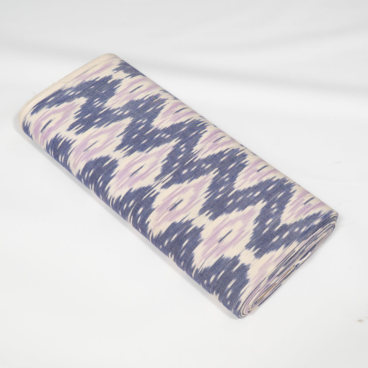 Blue, Purple & White Cotton Handloom Ikat Fabric - 44" (112 cm)