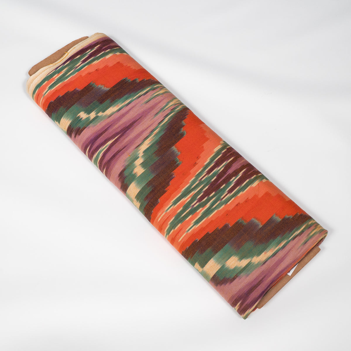 Red, Purple, Green & White Cotton Handloom Ikat Fabric - 54" (137 cm)