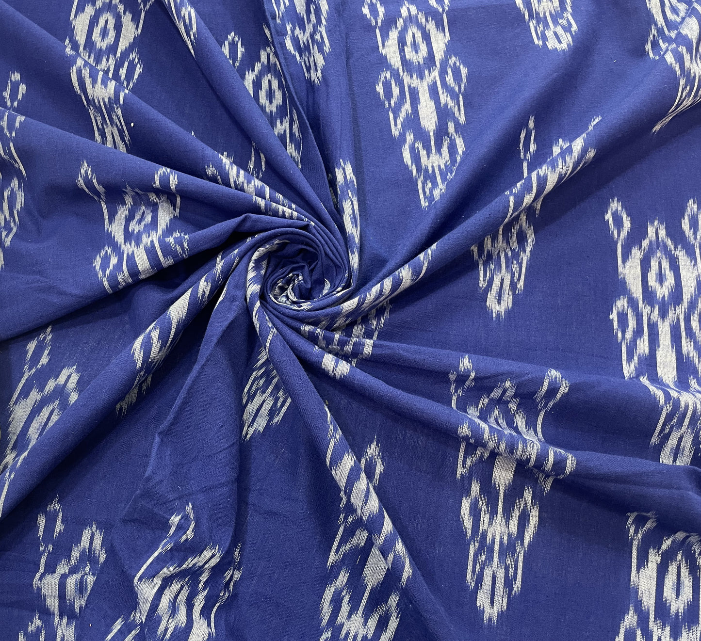 Blue & White Fine Quality Cotton Handloom Ikat (Sku: IK-283)