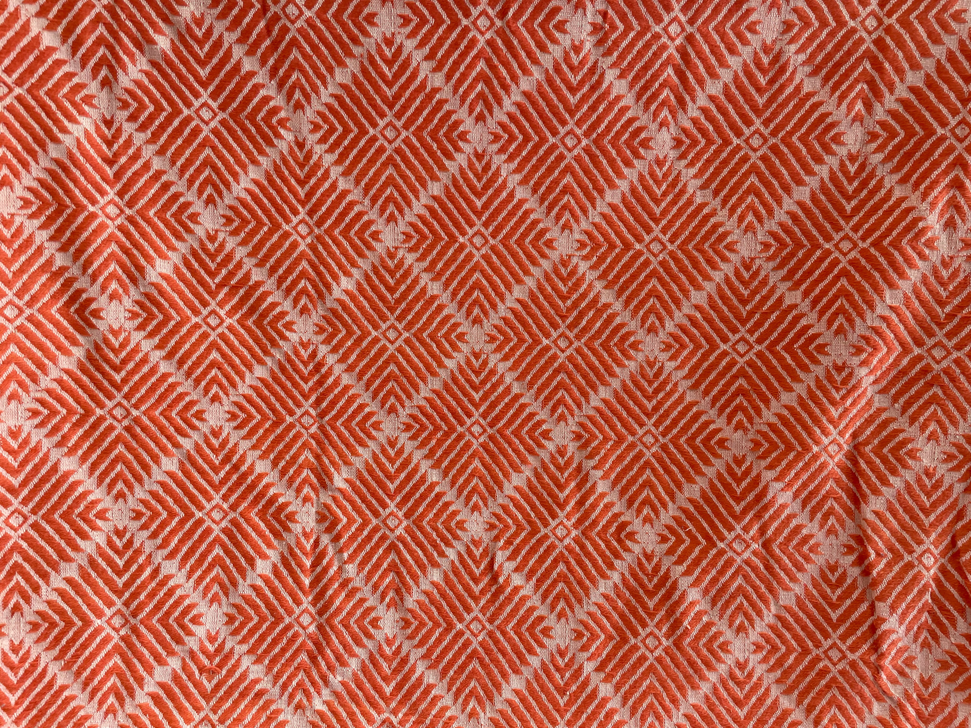 Orange Cotton Jacquard Fabric  (Sku: J-517)