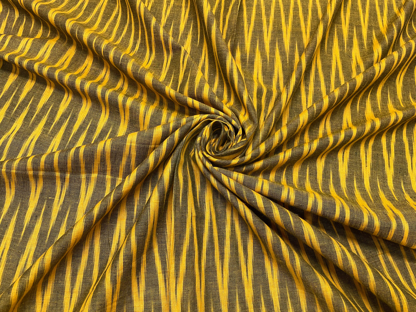 Yellow And Black Cotton Handloom Ikat (Sku: IK-460)