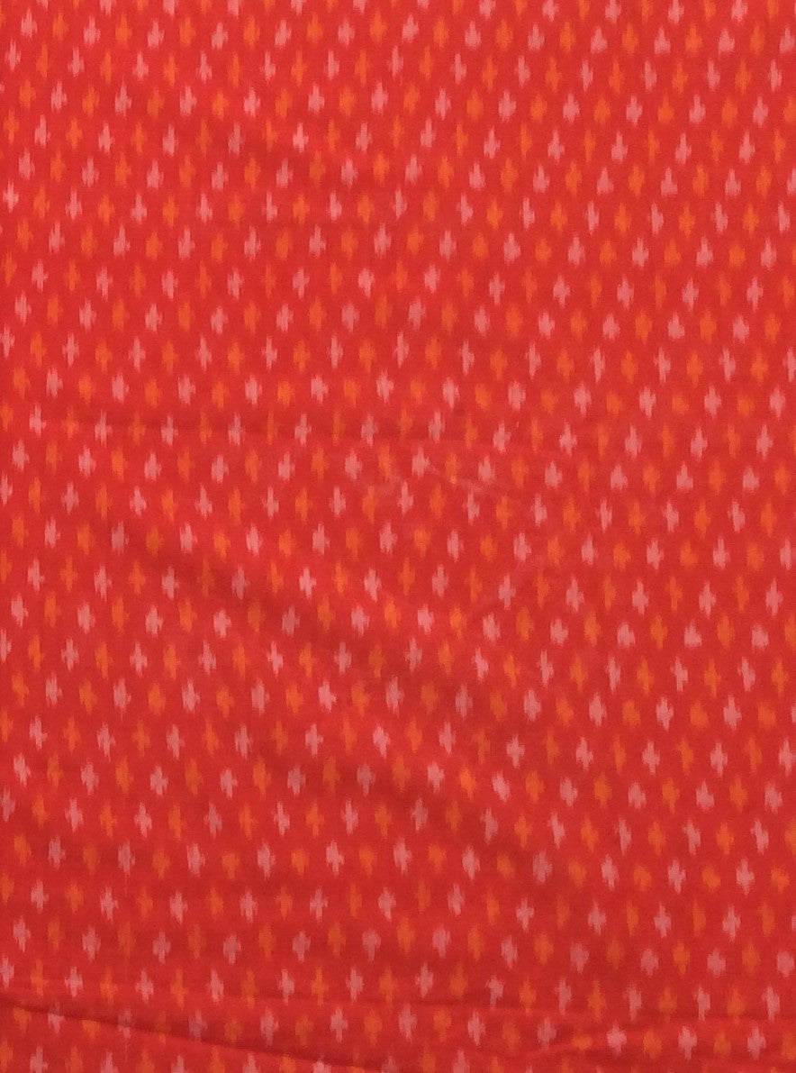 Red & Yellow Silk (50%) Cotton (50%) Blend Handwoven Ikat (Width: 44 inches or 112 cm)