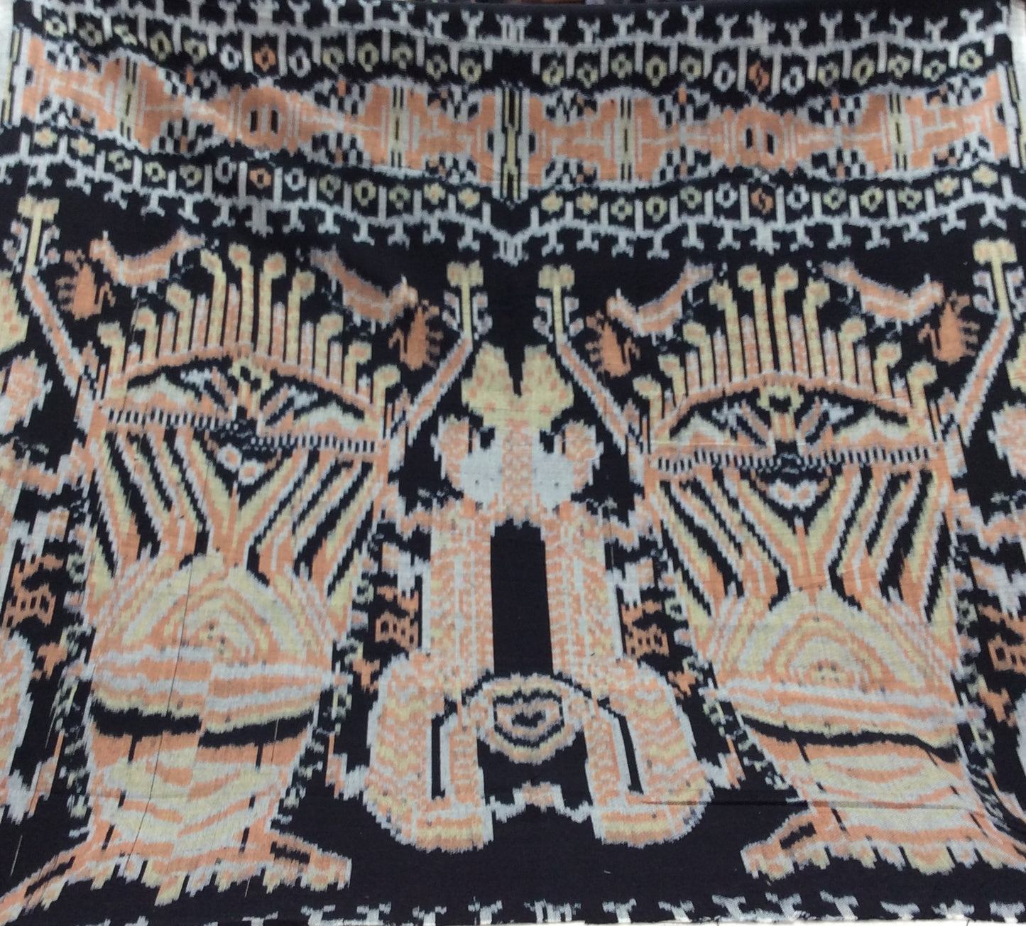 Black Base Big Pattern Cotton Woven Handloom Thick Ikat