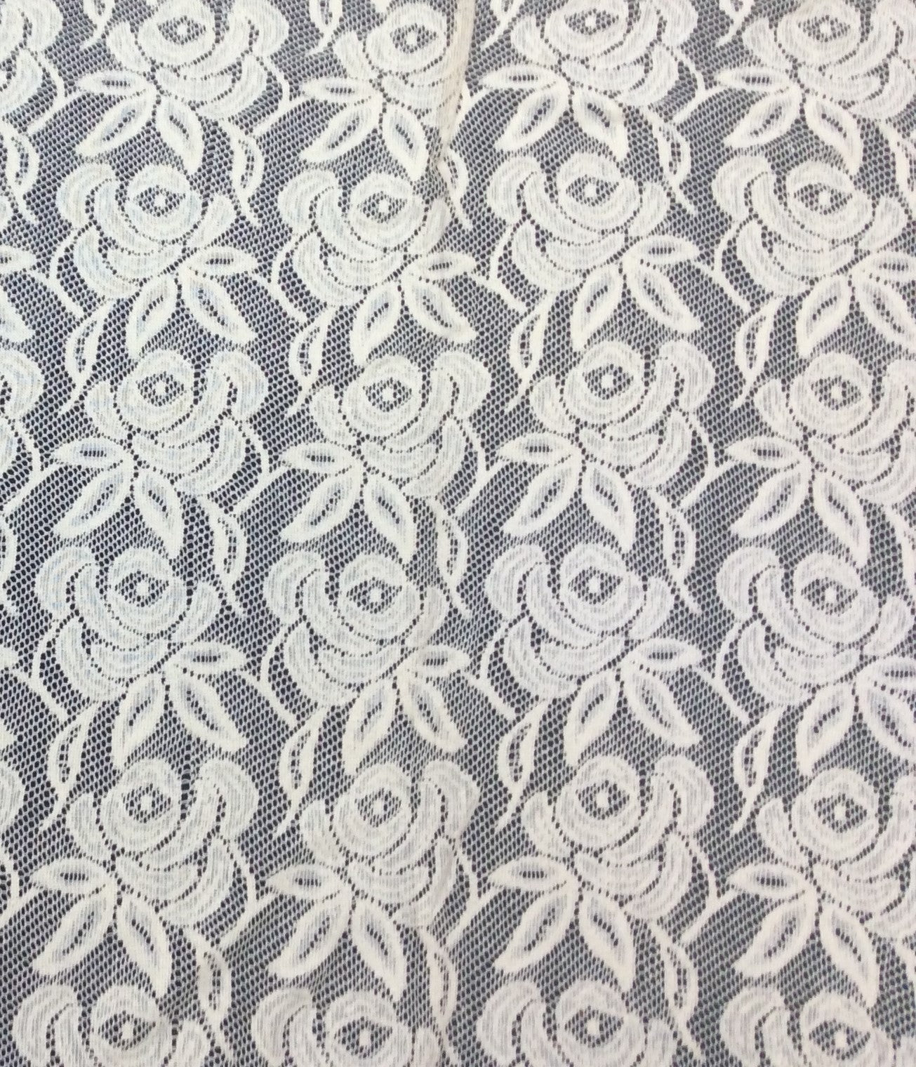 Off White Floral Design Dyeable Cotton Net Fabric