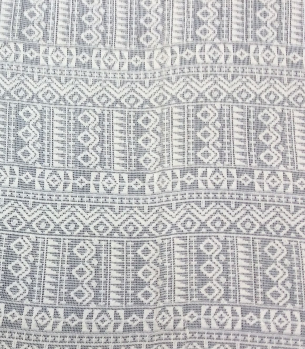 Off White Geometric Design Cotton Dyeable Net Fabric