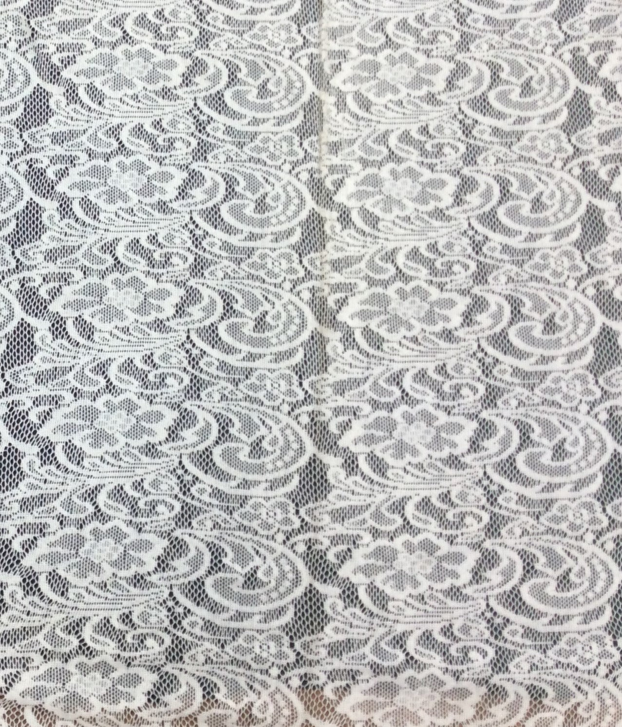 Off White Floral Cotton Dyeable Net Fabric