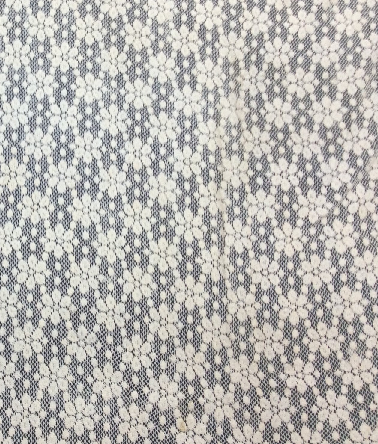 Off White Floral Cotton Dyeable Net Fabric