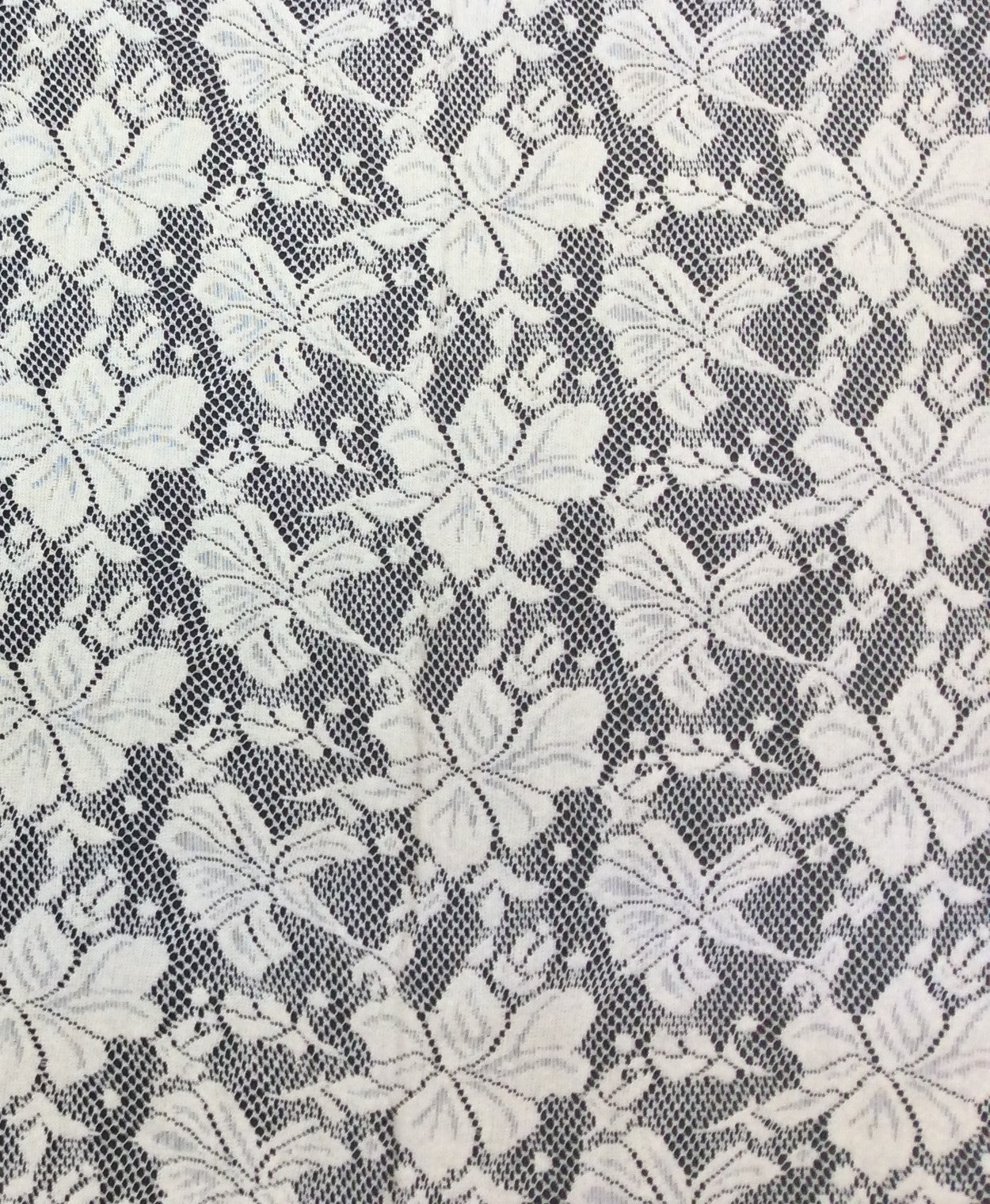 Off White Floral Cotton Dyeable Net Fabric