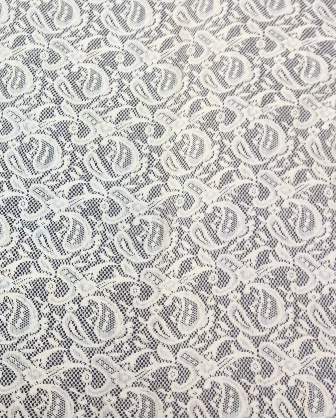 Off White Abstract Design Cotton Dyeable Net Fabric