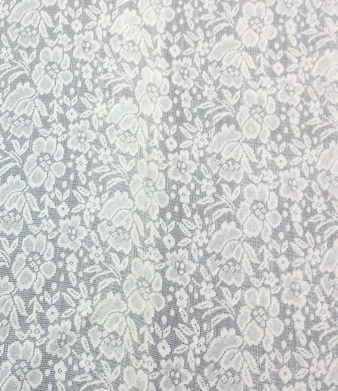 Off White Floral Cotton Dyeable Net Fabric