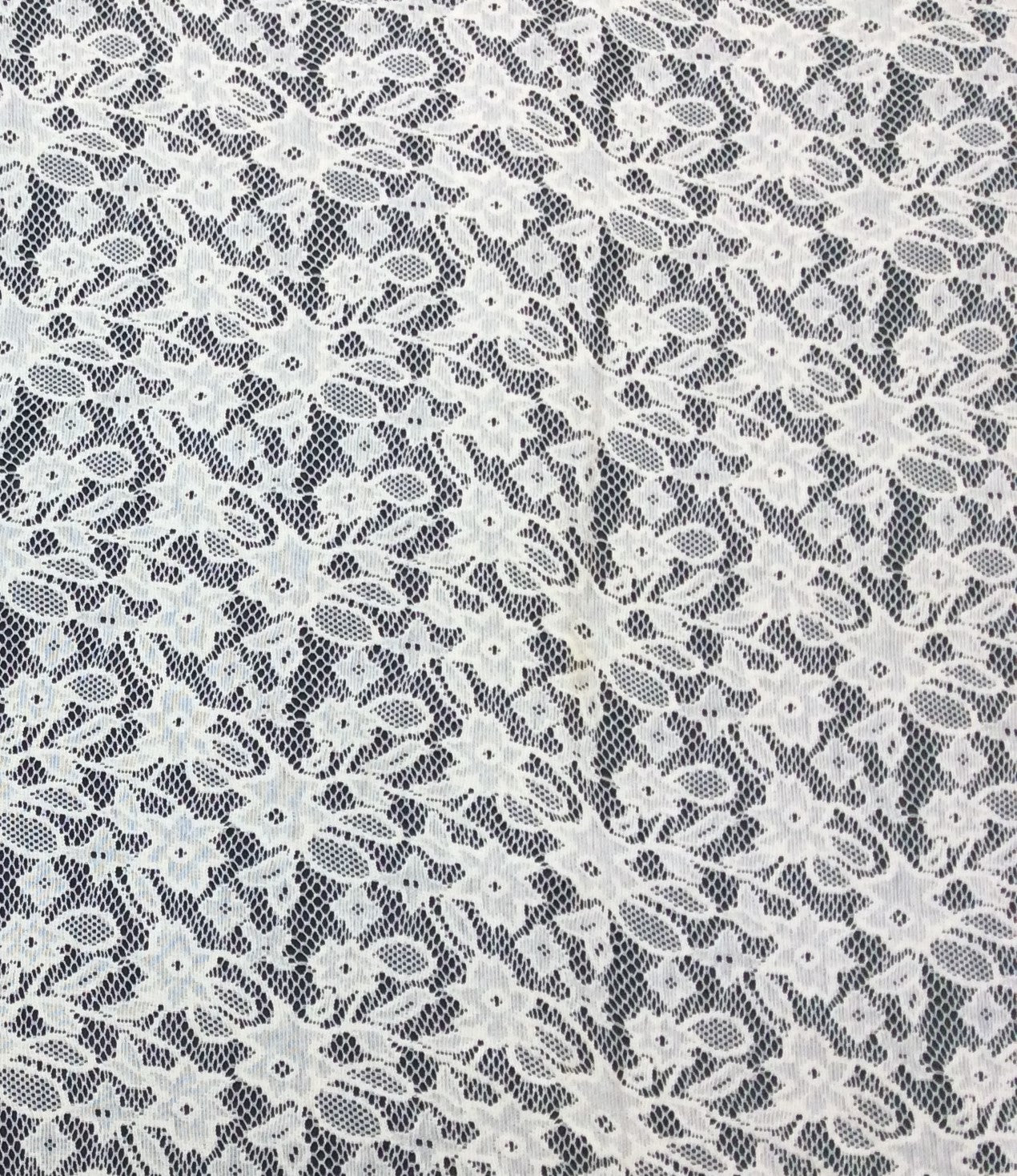 Off White Floral Cotton Dyeable Net Fabric