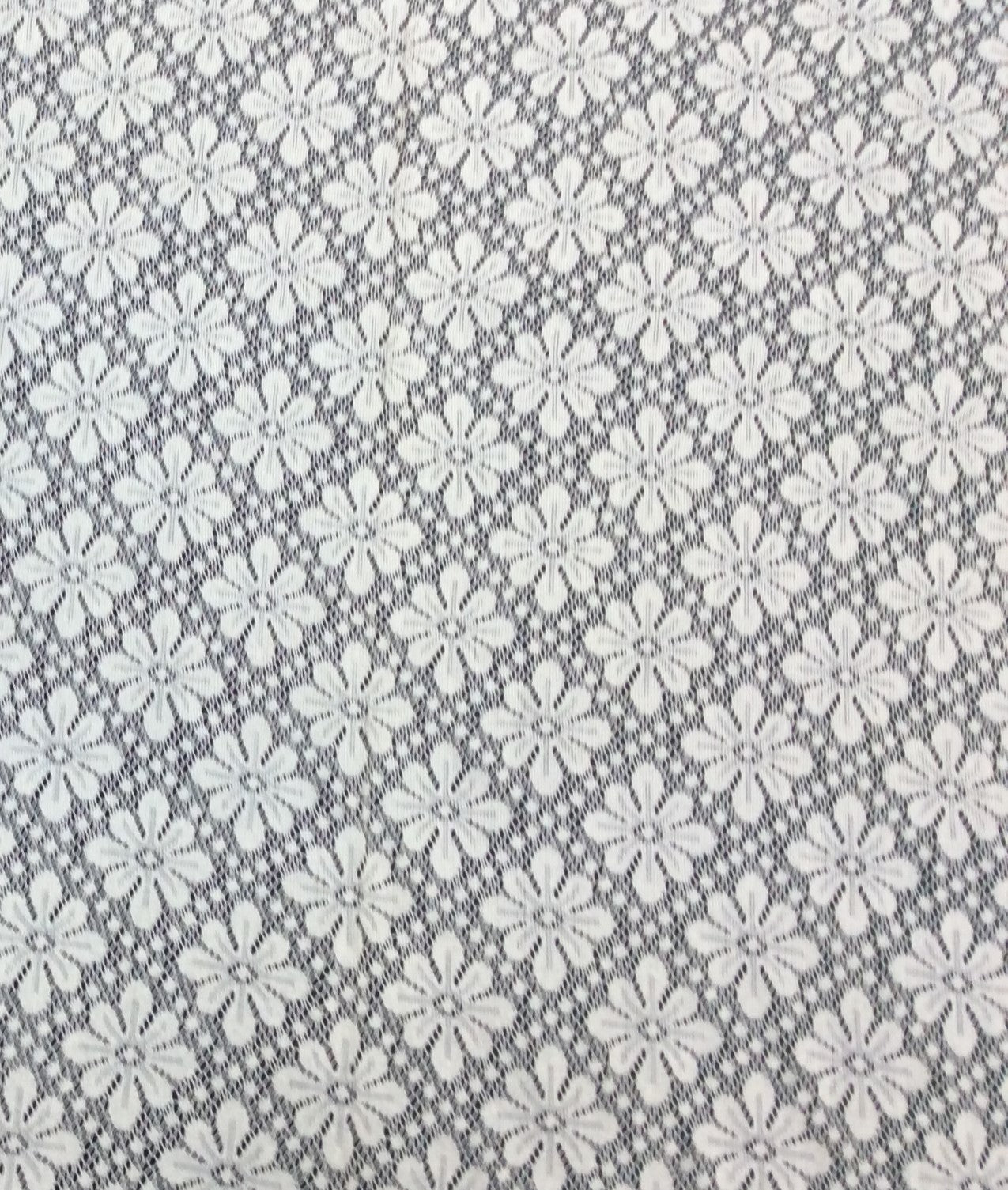 Off White Floral Cotton Dyeable Net Fabric