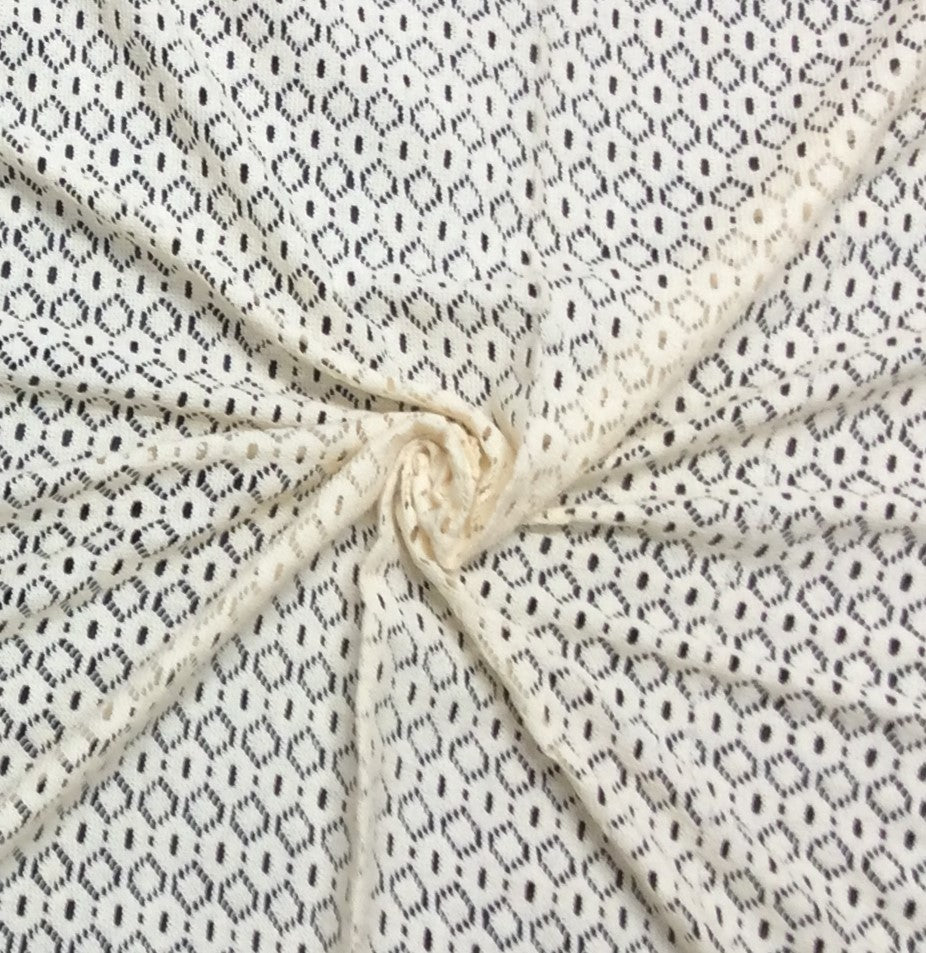 Off White Floral Cotton Dyeable Net Fabric