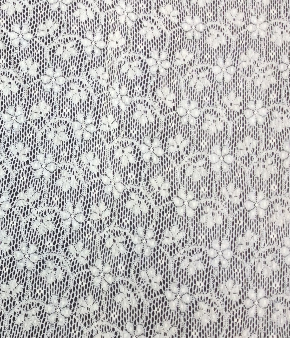 Off White Floral Cotton Dyeable Net Fabric