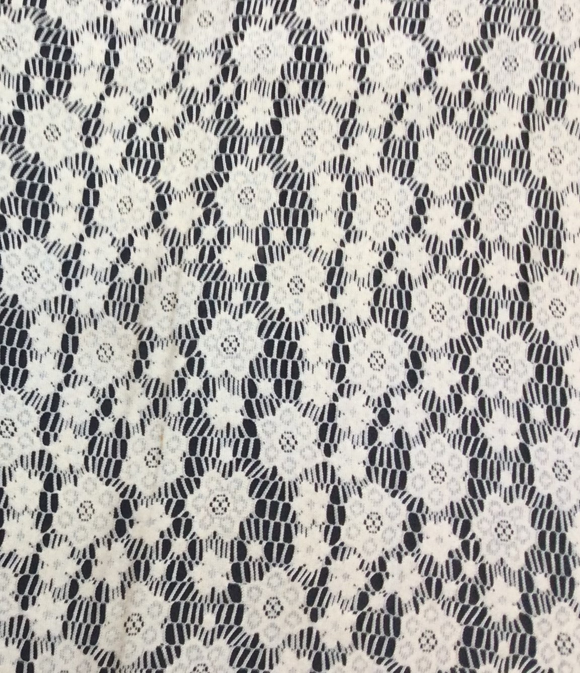 Off White Floral Cotton Dyeable Net Fabric