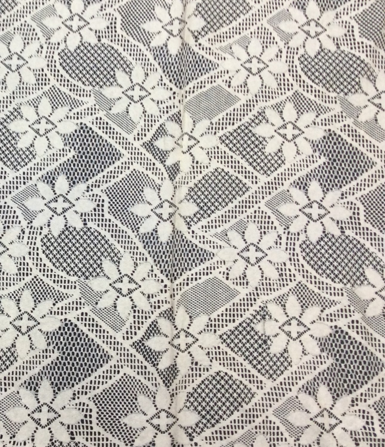 Off White Floral Cotton Dyeable Net Fabric