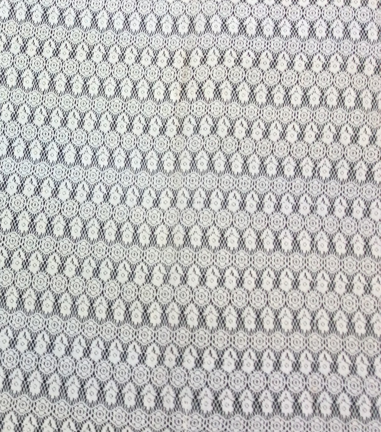 Off White Floral Cotton Dyeable Net Fabric