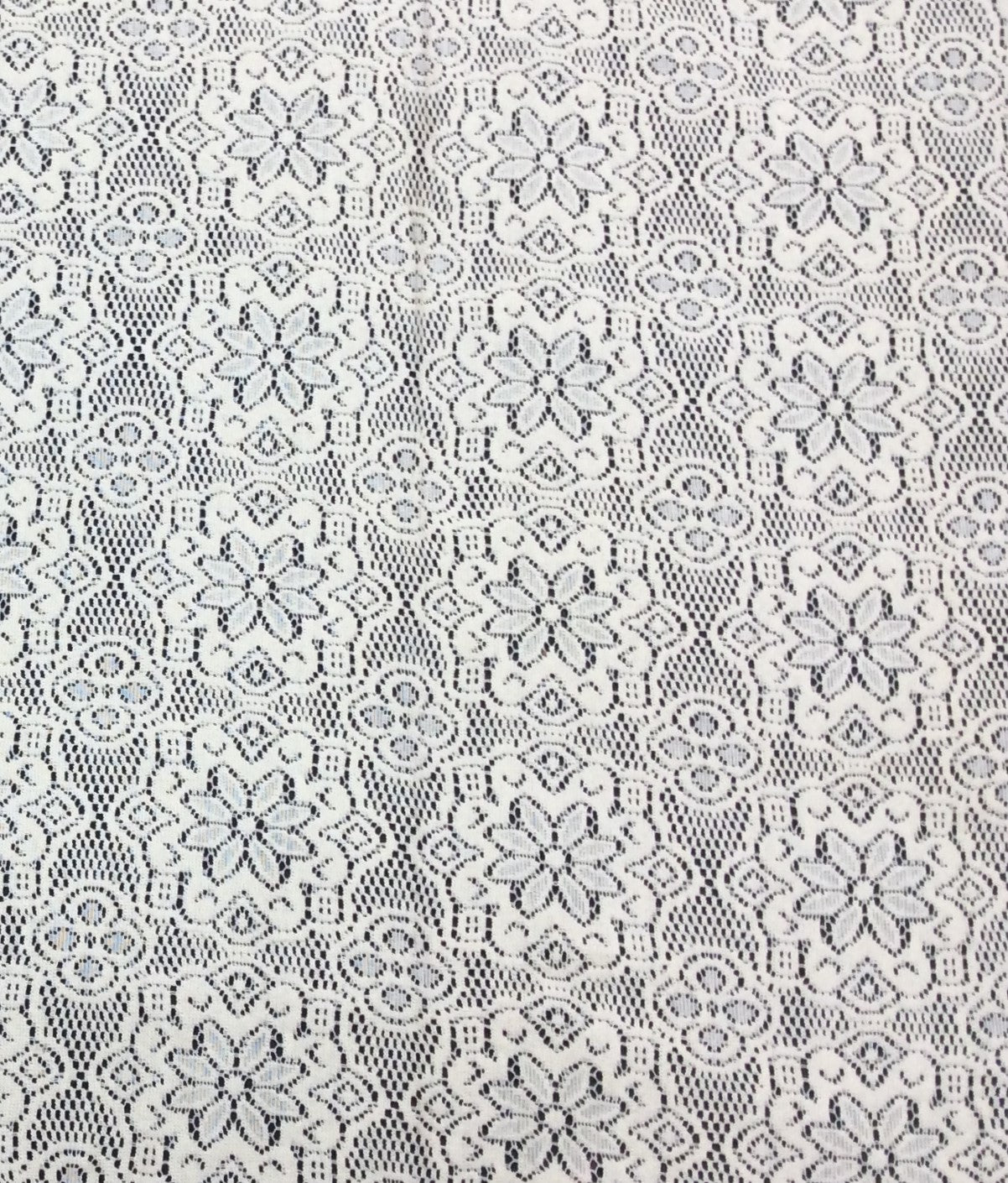 Off White Floral Cotton Dyeable Net Fabric