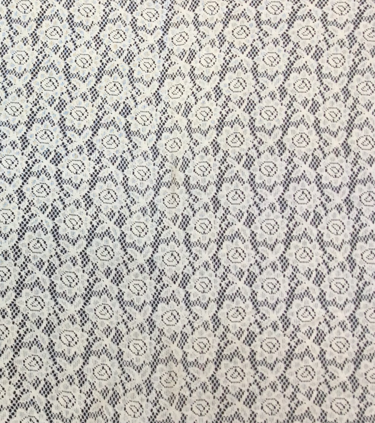 Off White Floral Cotton Dyeable Net Fabric