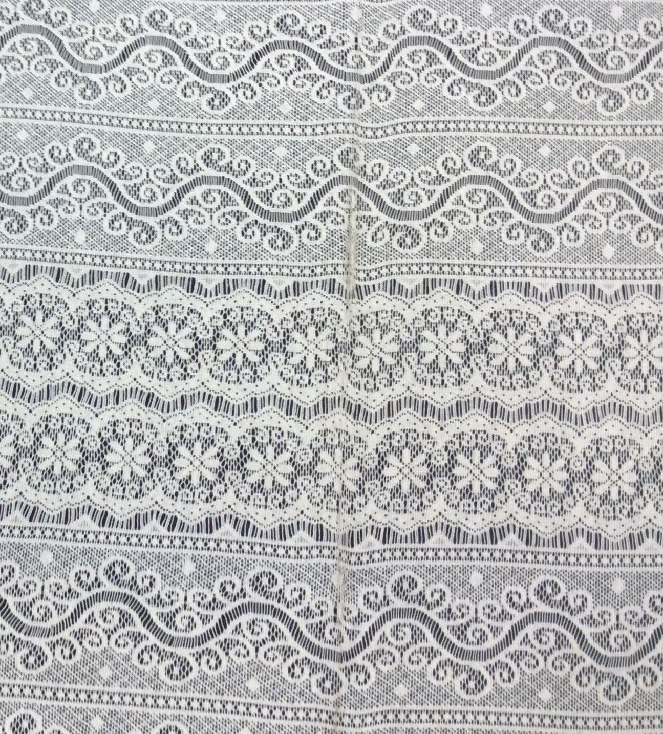 Off White Abstract Design Cotton Dyeable Net Fabric
