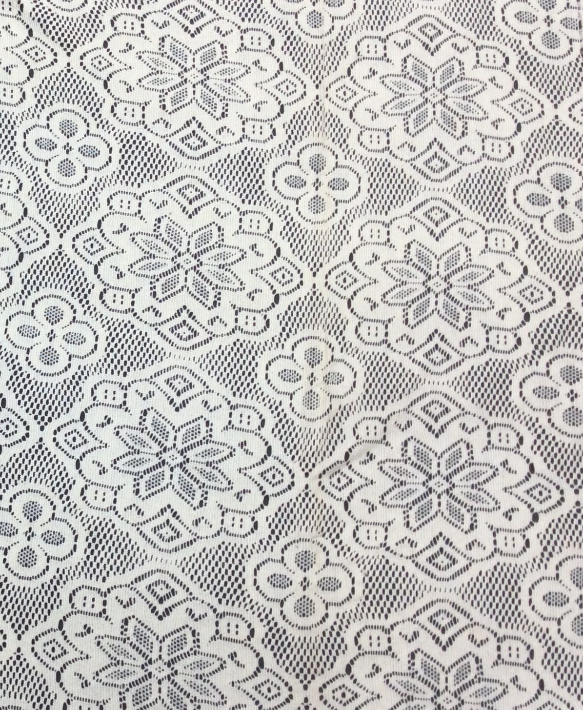 Off White Floral Cotton Dyeable Net Fabric