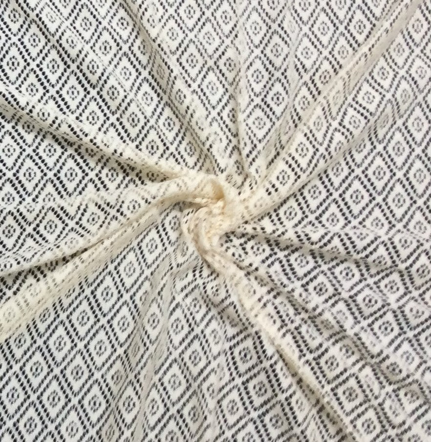 Off White Dimond Design Cotton Dyeable Net Fabric