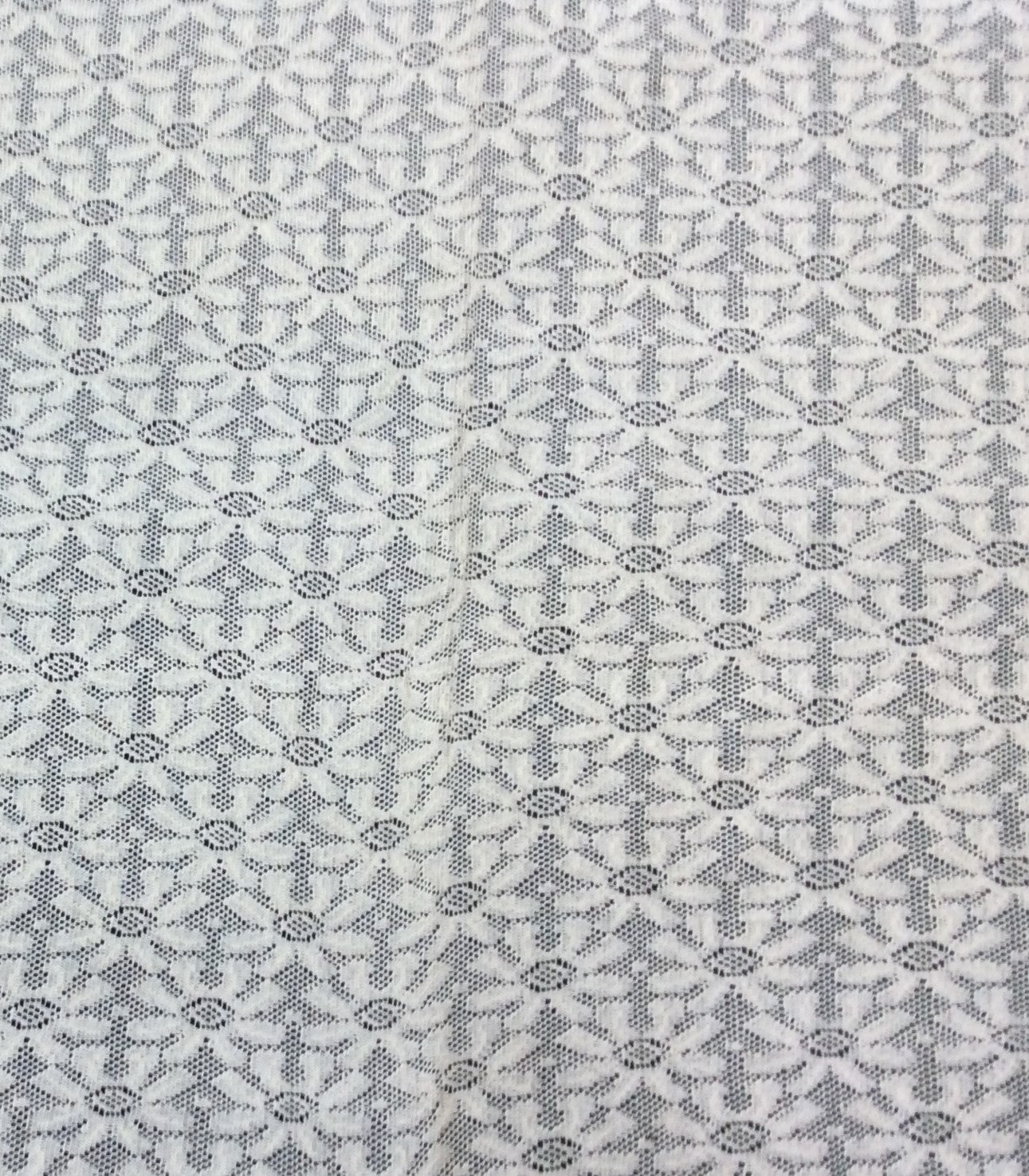 Off White Floral Cotton Dyeable Net Fabric